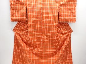 格子織り出し手織り紬着物